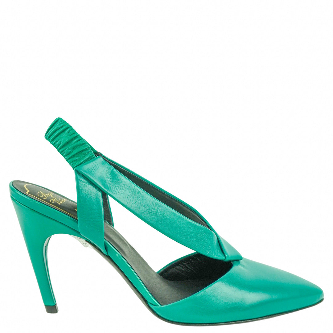 Roger Vivier Choc Real V Slingback Sandals in Green - Discounts on Roger Vivier at UAL