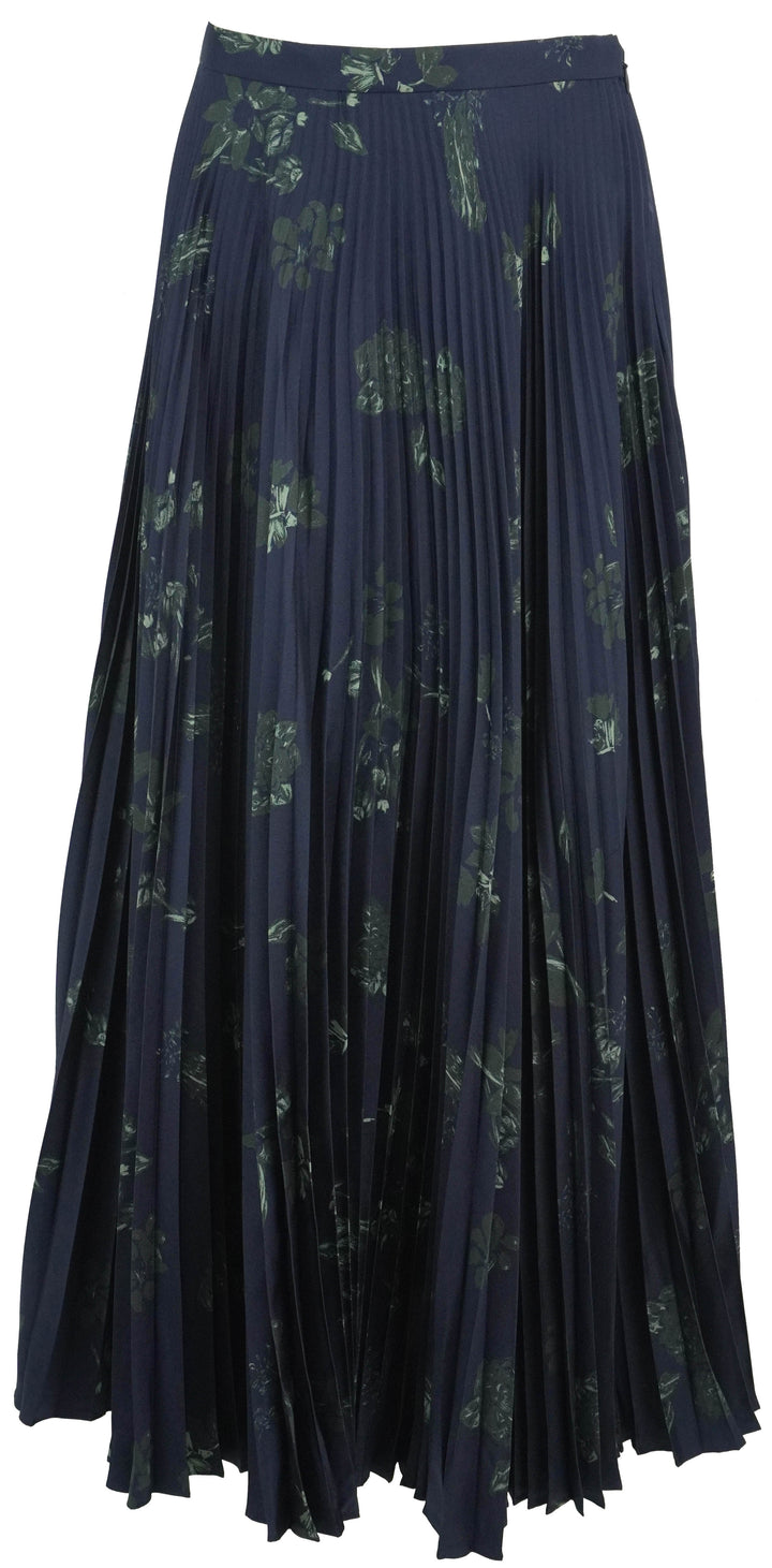 Gabriela Hearst Pleated Eames Skirt in Dark Navy and Emerald - Discounts on Gabriela Hearst at UAL