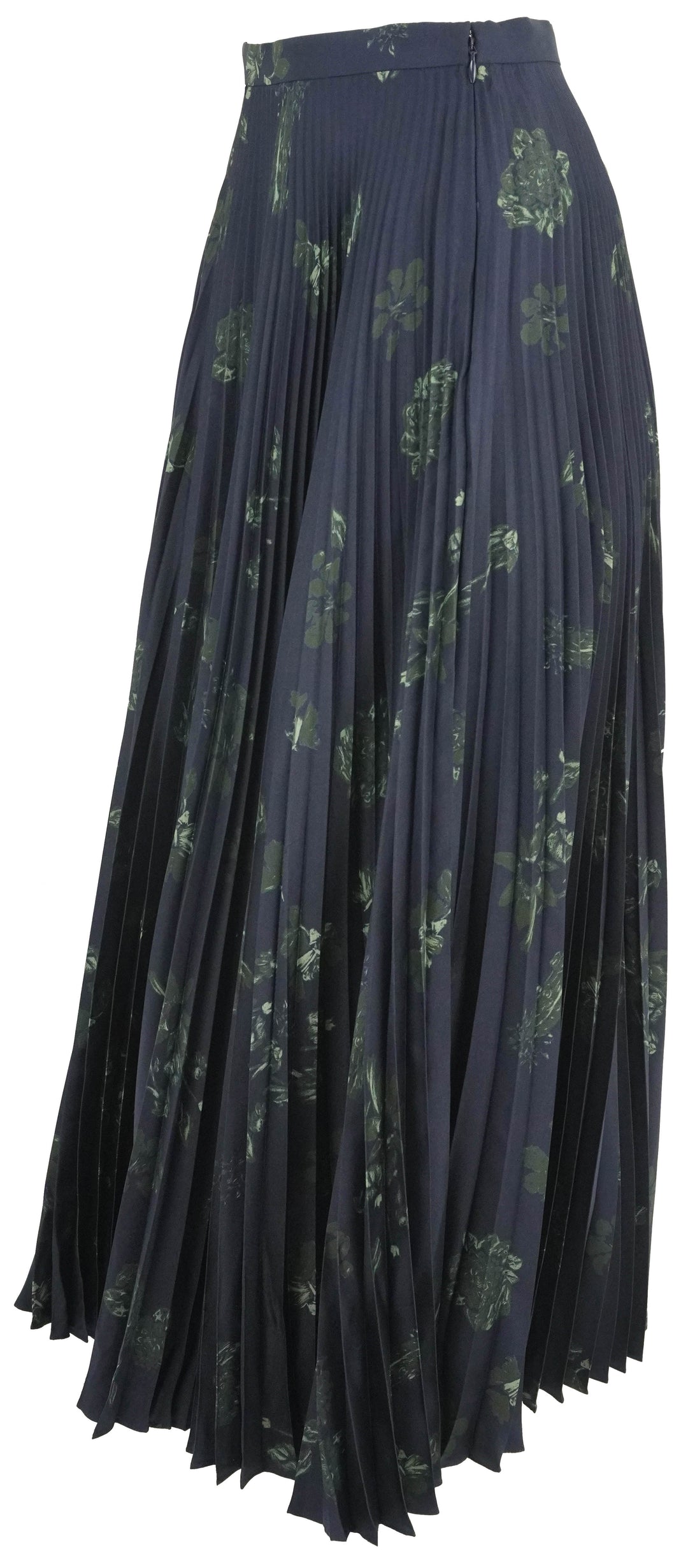 Gabriela Hearst Pleated Eames Skirt in Dark Navy and Emerald - Discounts on Gabriela Hearst at UAL