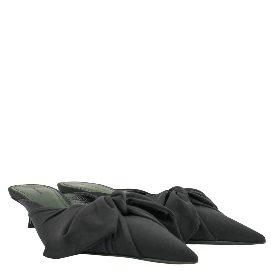 Balenciaga Knife Knot Mule Heels in Black - Discounts on Balenciaga at UAL