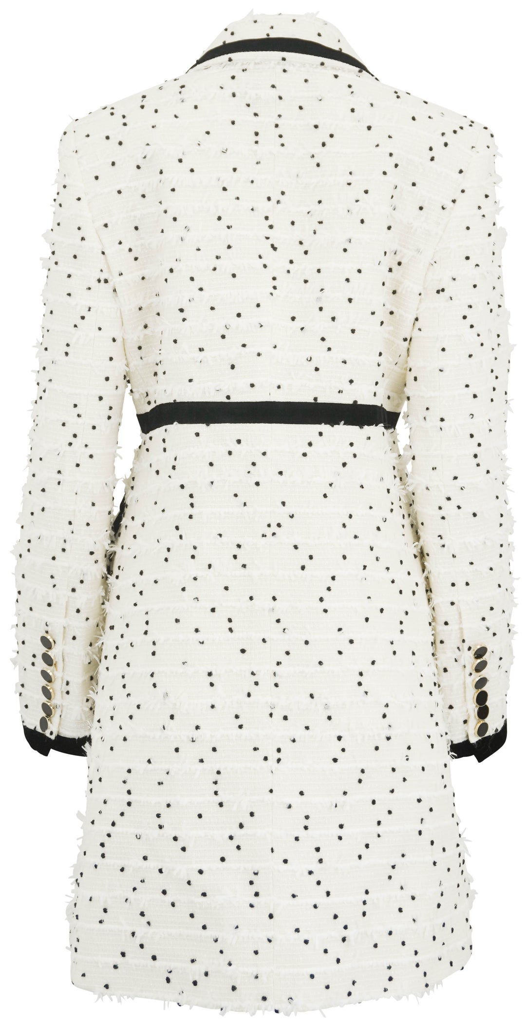 Nina Ricci Polka Dot Fringe Tweed Jacket in Cream and Black