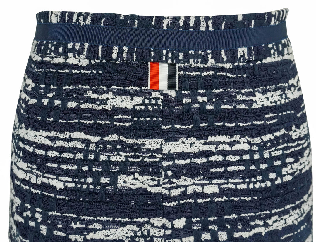 Thom Browne. Tweed Pencil Skirt in Navy and White - Discounts on Thom Browne. at UAL