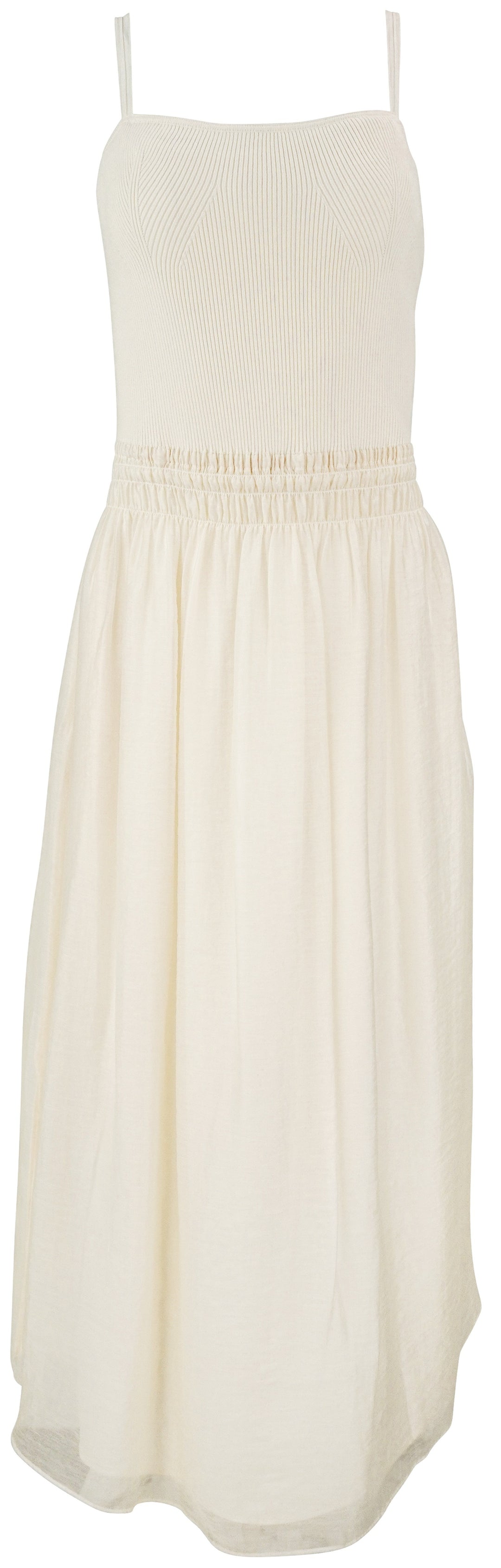 Vince. Smocked Mixed Media Camisole Dress in Off-White - Discounts on Vince. at UAL