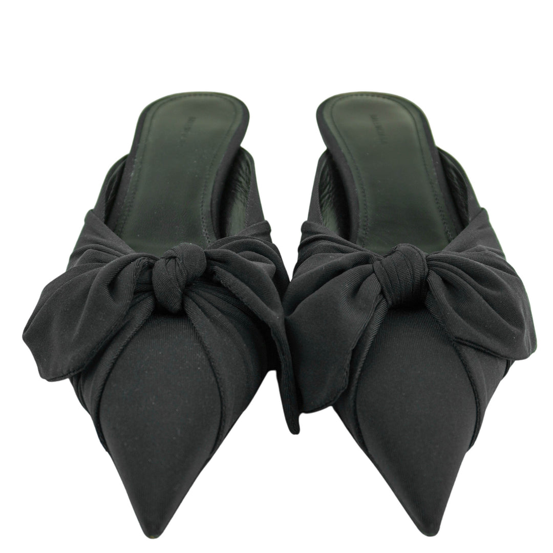 Balenciaga Knife Knot Mule Heels in Black - Discounts on Balenciaga at UAL