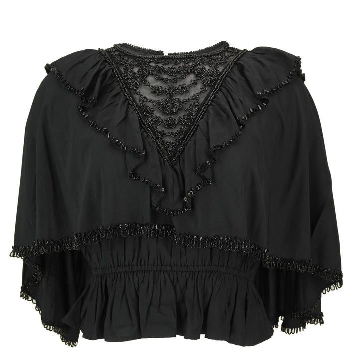 Sea NY Shanna Lace Beaded Capelet Top in Black