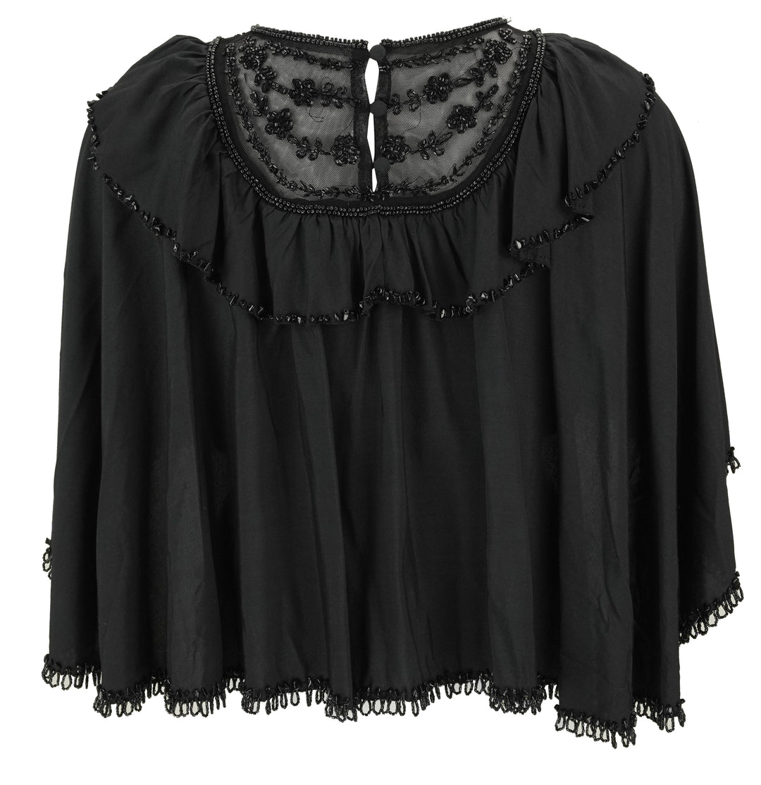 Sea NY Shanna Lace Beaded Capelet Top in Black