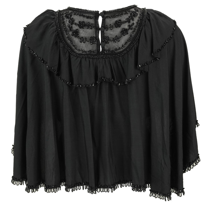 Sea NY Shanna Lace Beaded Capelet Top in Black
