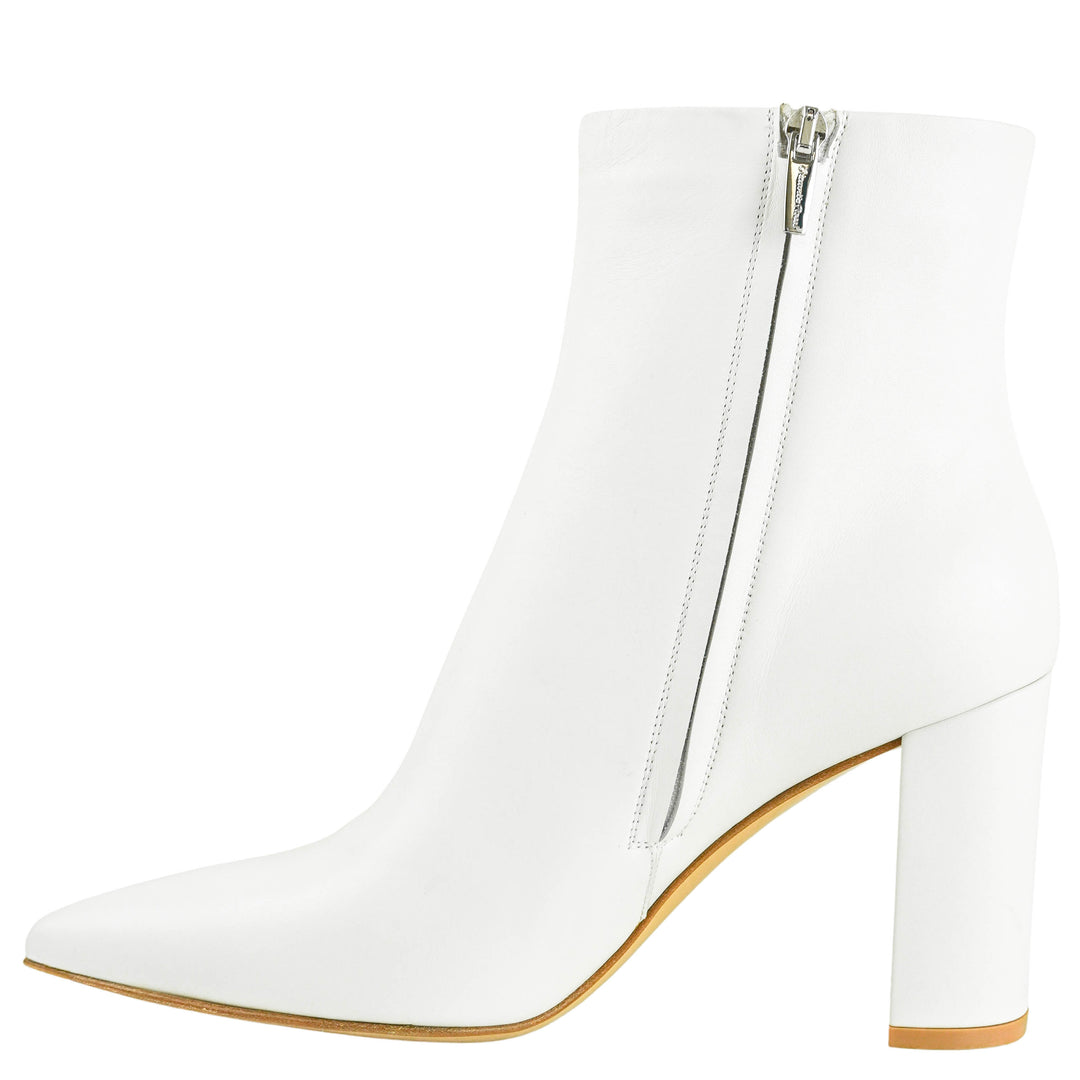 Gianvito Rossi Leather Piper 85 Ankle Boots in Glove White - Discounts on Gianvito Rossi at UAL