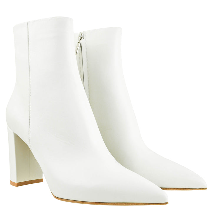 Gianvito Rossi Leather Piper 85 Ankle Boots in Glove White - Discounts on Gianvito Rossi at UAL