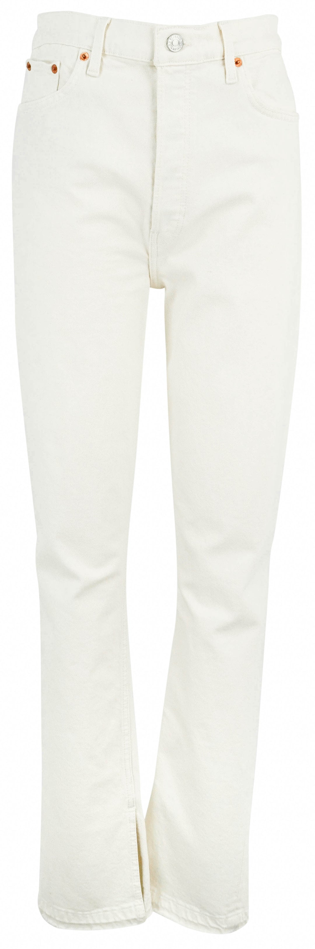 Re/Done 70s High Rise Skinny Bootcut Jeans in Vintage White - Discounts on RE/DONE at UAL