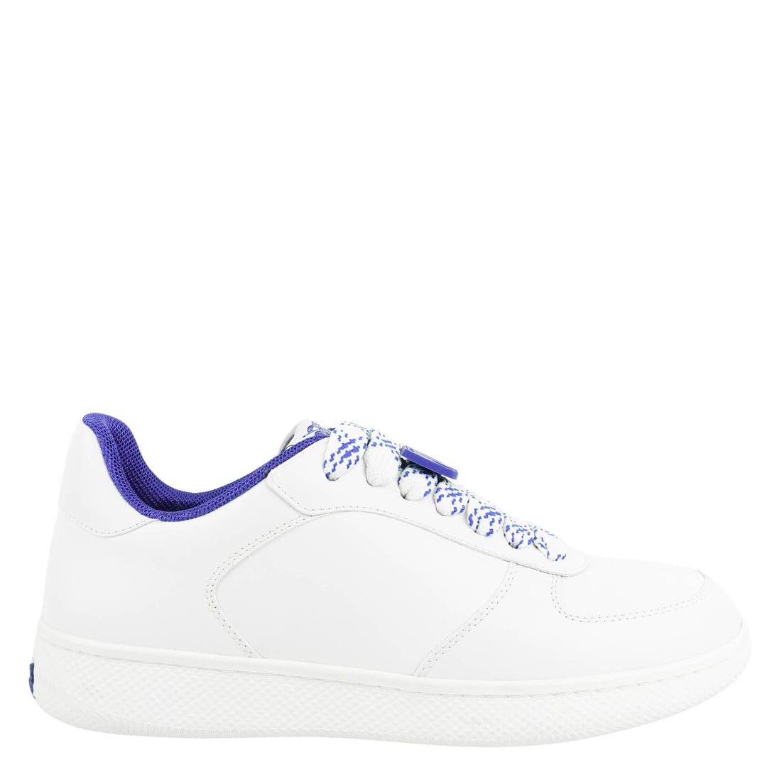 Burberry Low Top Sneaker in White/Blue - Discounts on Burberry at UAL