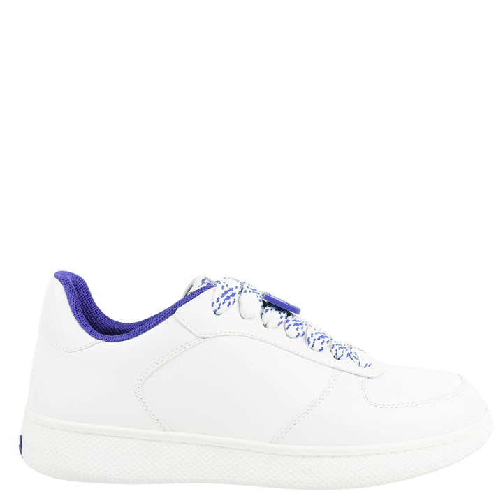 Burberry Low Top Sneaker in White/Blue - Discounts on Burberry at UAL
