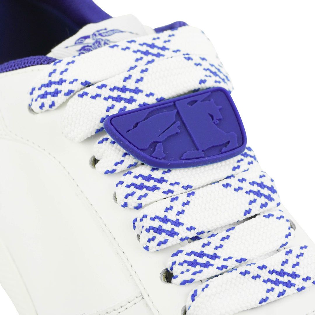 Burberry Low Top Sneaker in White/Blue - Discounts on Burberry at UAL