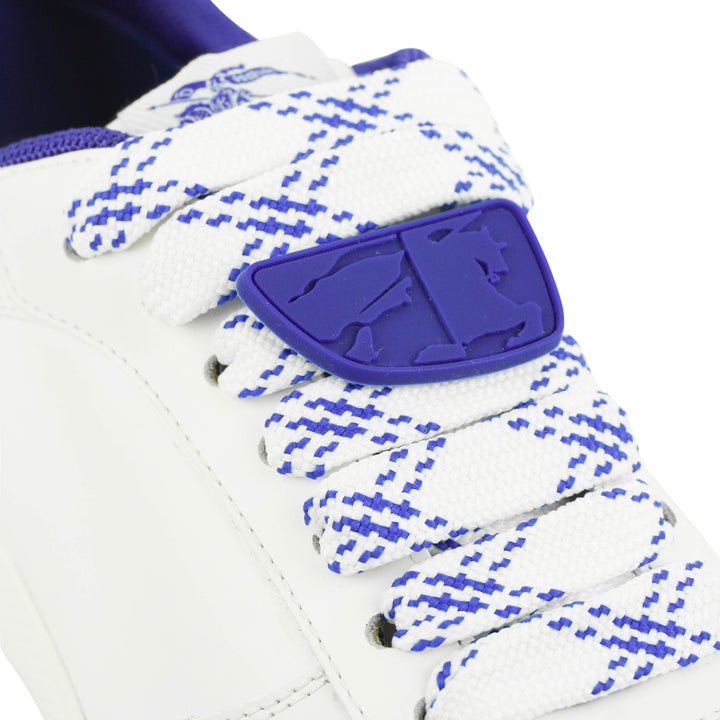 Burberry Low Top Sneaker in White/Blue - Discounts on Burberry at UAL