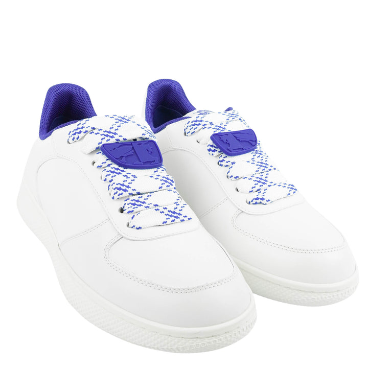 Burberry Low Top Sneaker in White/Blue - Discounts on Burberry at UAL