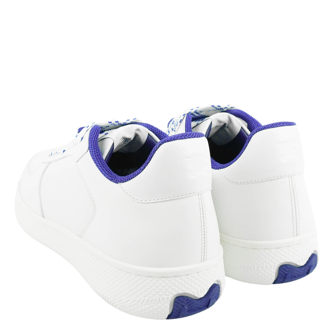 Burberry Low Top Sneaker in White/Blue - Discounts on Burberry at UAL