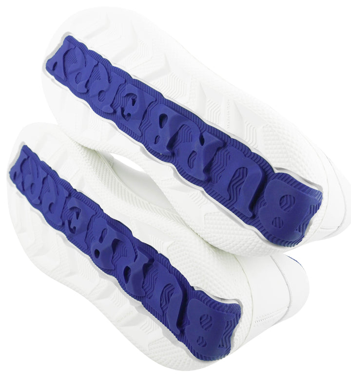 Burberry Low Top Sneaker in White/Blue - Discounts on Burberry at UAL