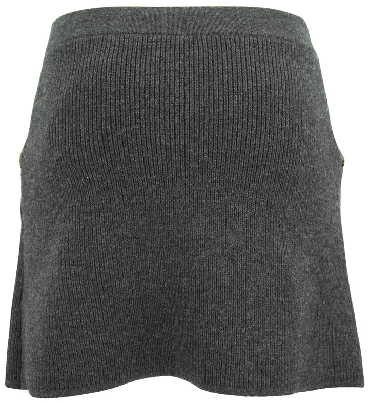 Self-Portrait Knit Mini Skirt in Grey - Discounts on Self-Portrait at UAL