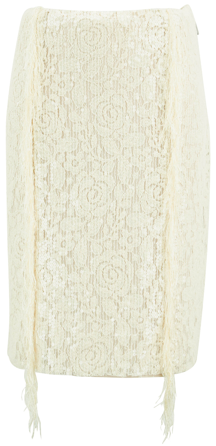 MSGM Sequin Lace Skirt in Cream - Discounts on MSGM at UAL