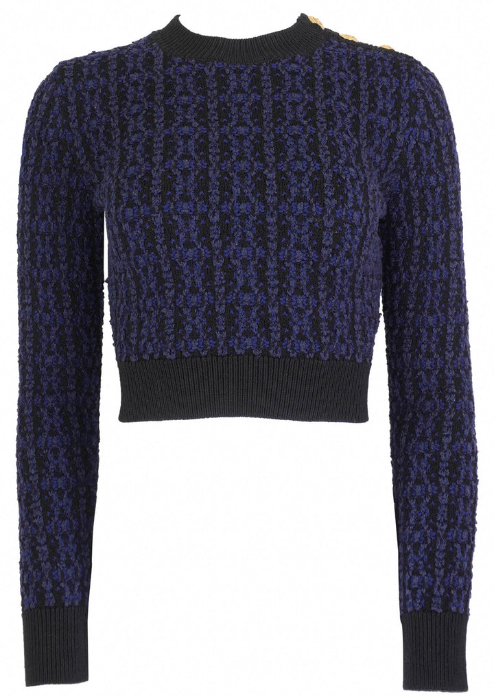 Chloé Boxy Cropped Sweater in Navy - Discounts on Chloé at UAL