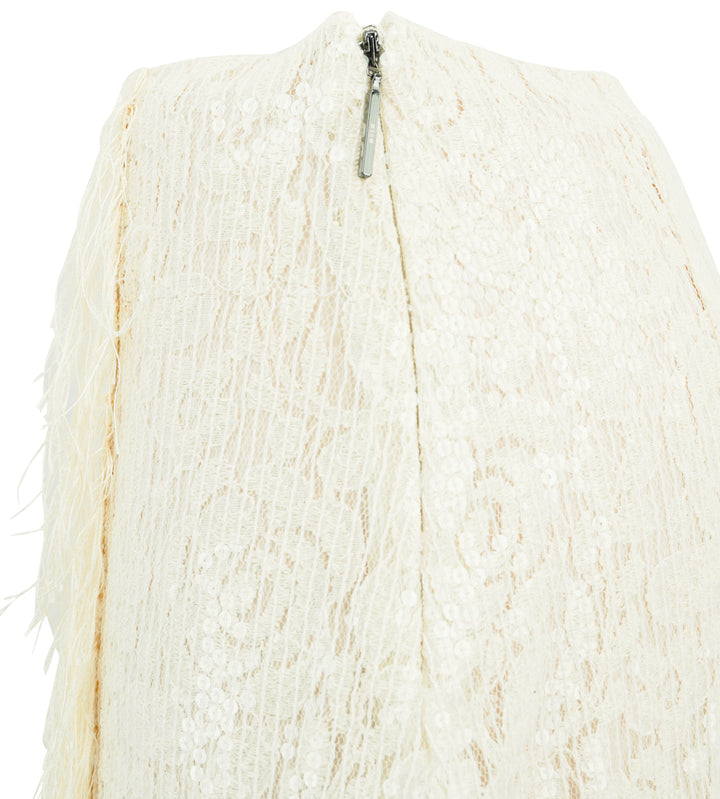 MSGM Sequin Lace Skirt in Cream - Discounts on MSGM at UAL