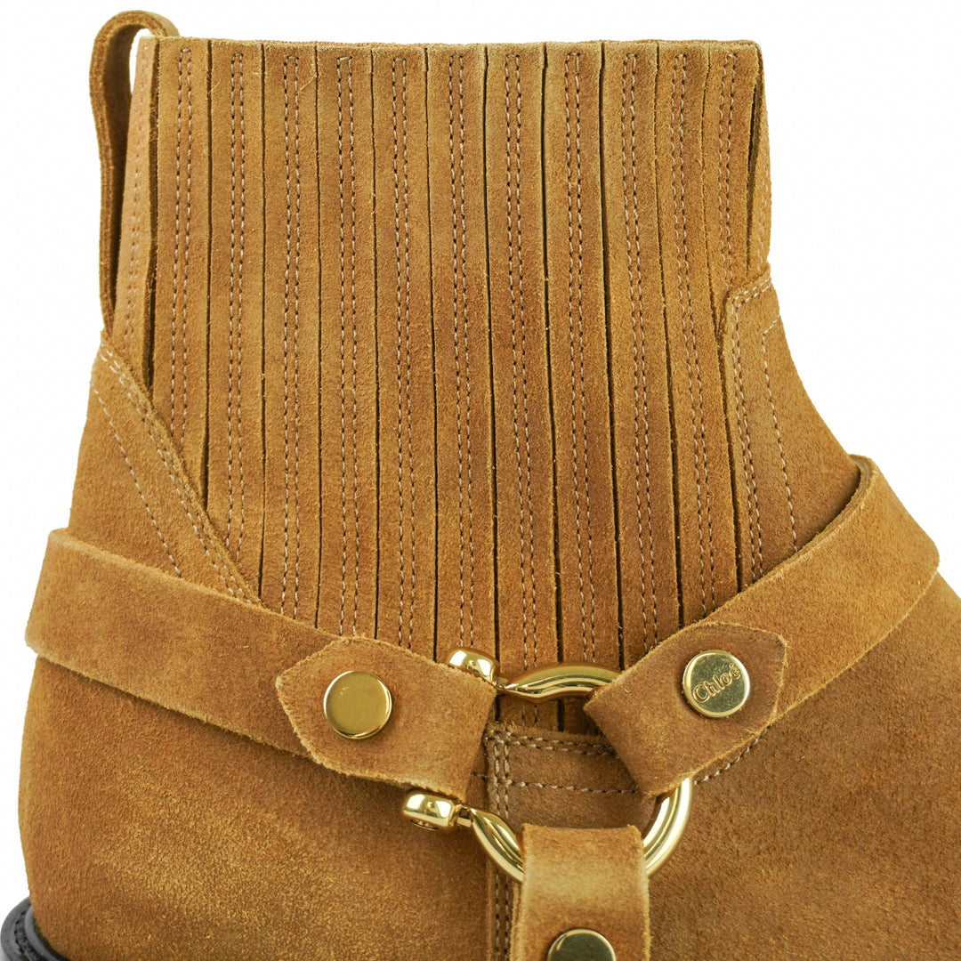 Chloé Heeled Suede Ankle Boots in Gold Brown - Discounts on Chloé at UAL