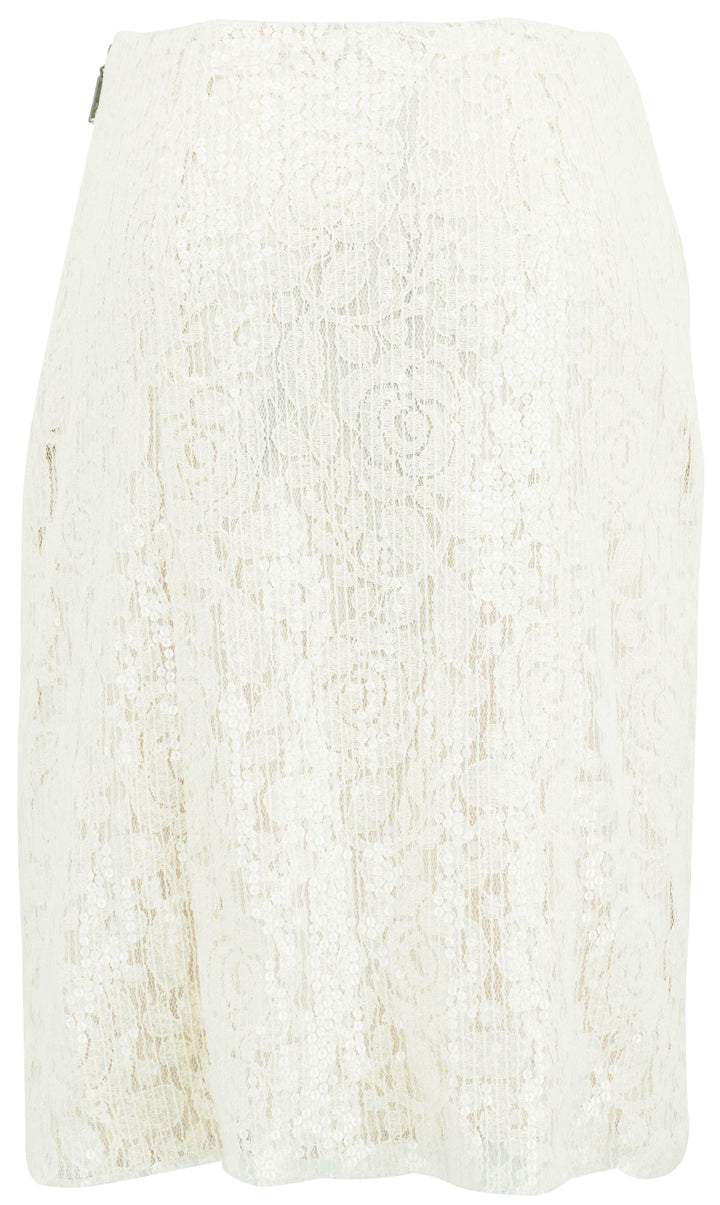 MSGM Sequin Lace Skirt in Cream - Discounts on MSGM at UAL