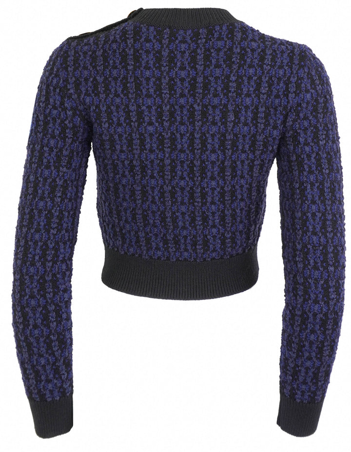 Chloé Boxy Cropped Sweater in Navy - Discounts on Chloé at UAL
