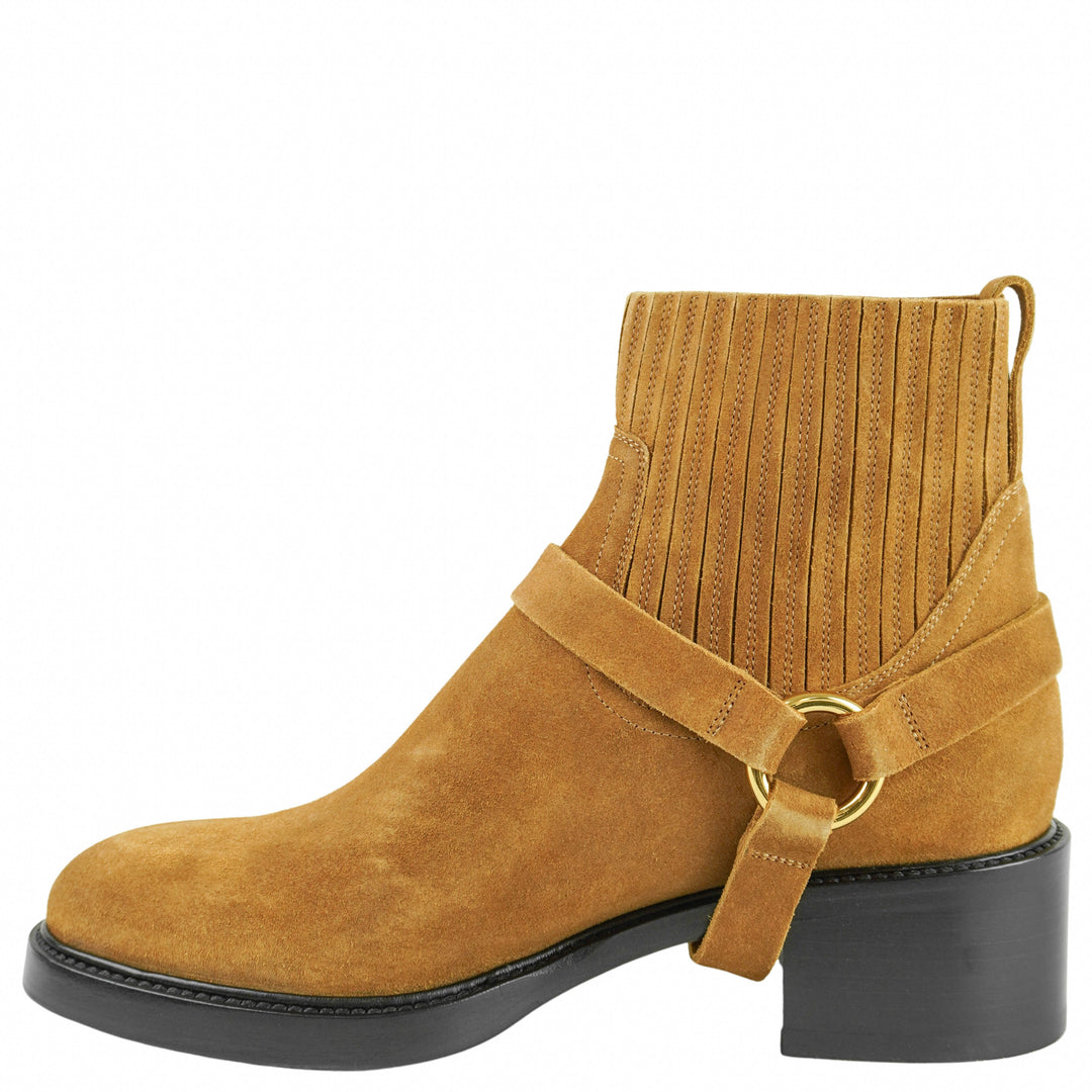 Chloé Heeled Suede Ankle Boots in Gold Brown - Discounts on Chloé at UAL