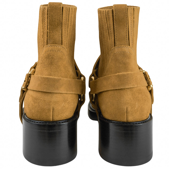 Chloé Heeled Suede Ankle Boots in Gold Brown - Discounts on Chloé at UAL