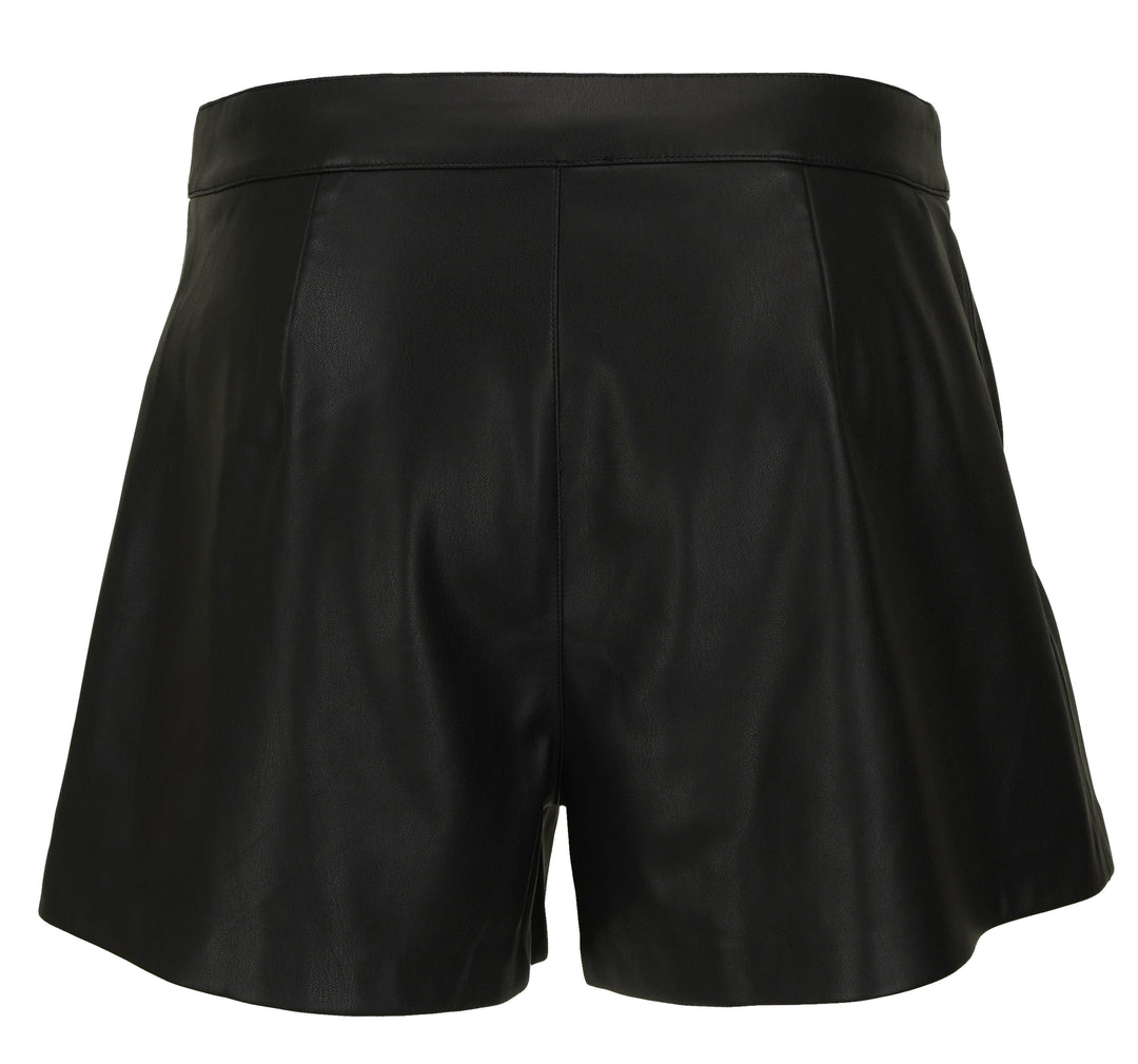 L'AGENCE Dionne Vegan Leather Shorts in Black