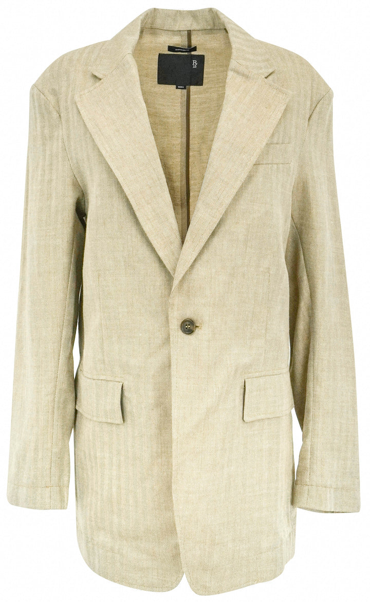 R13 Oversized Ragged Blazer in Brown Herringbone - Discounts on R13 at UAL