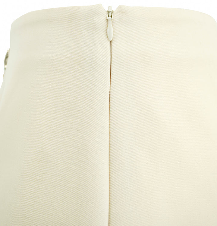 AREA Crystal Brooch Mini Skirt in Cream - Discounts on AREA at UAL