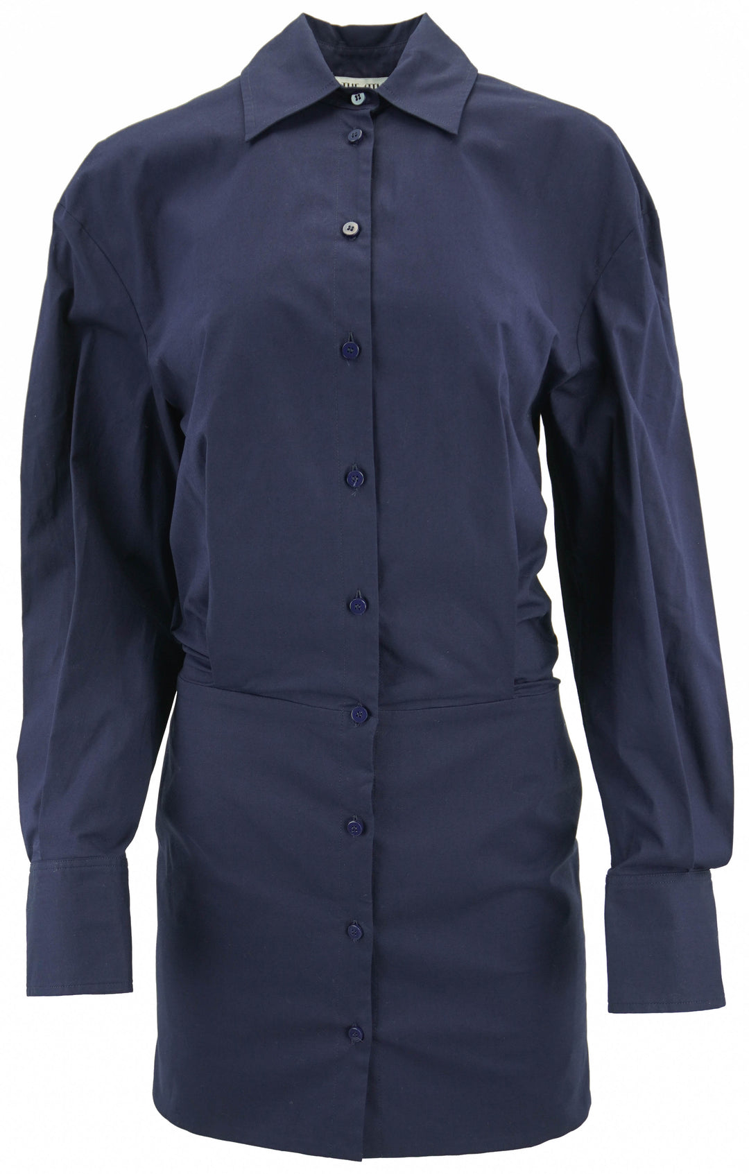 The Attico Long Sleeve Shirt Dress in Navy - Discounts on The Attico at UAL