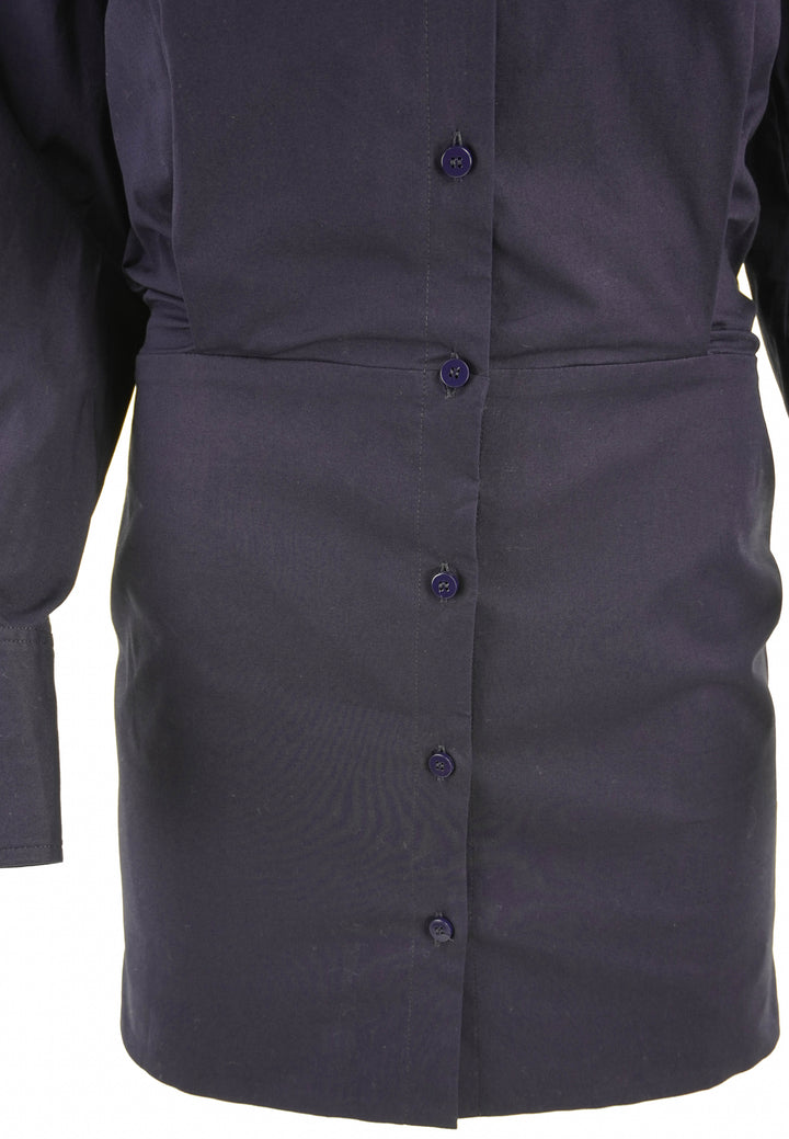 The Attico Long Sleeve Shirt Dress in Navy - Discounts on The Attico at UAL