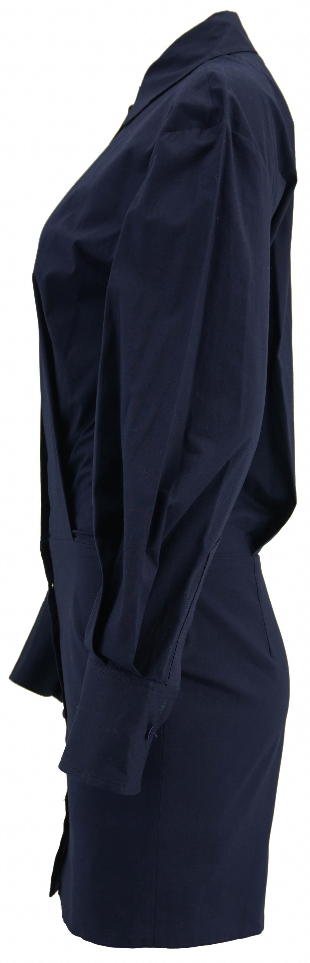The Attico Long Sleeve Shirt Dress in Navy - Discounts on The Attico at UAL