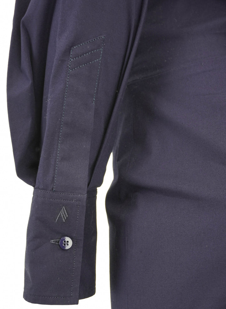 The Attico Long Sleeve Shirt Dress in Navy - Discounts on The Attico at UAL