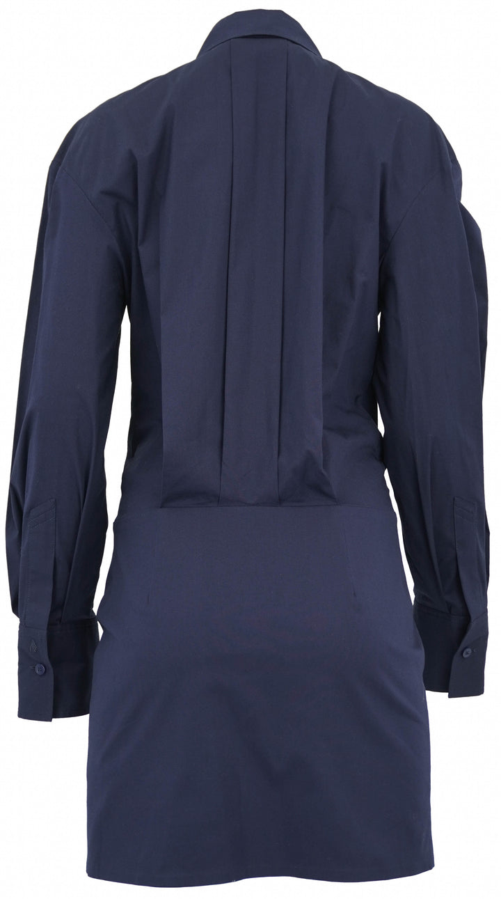 The Attico Long Sleeve Shirt Dress in Navy - Discounts on The Attico at UAL