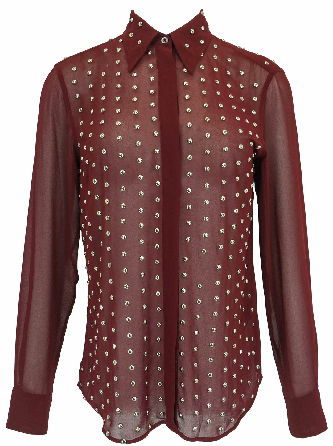 Dries Van Noten Chowy Studded Shirt in Burgundy - Discounts on Dries Van Noten at UAL