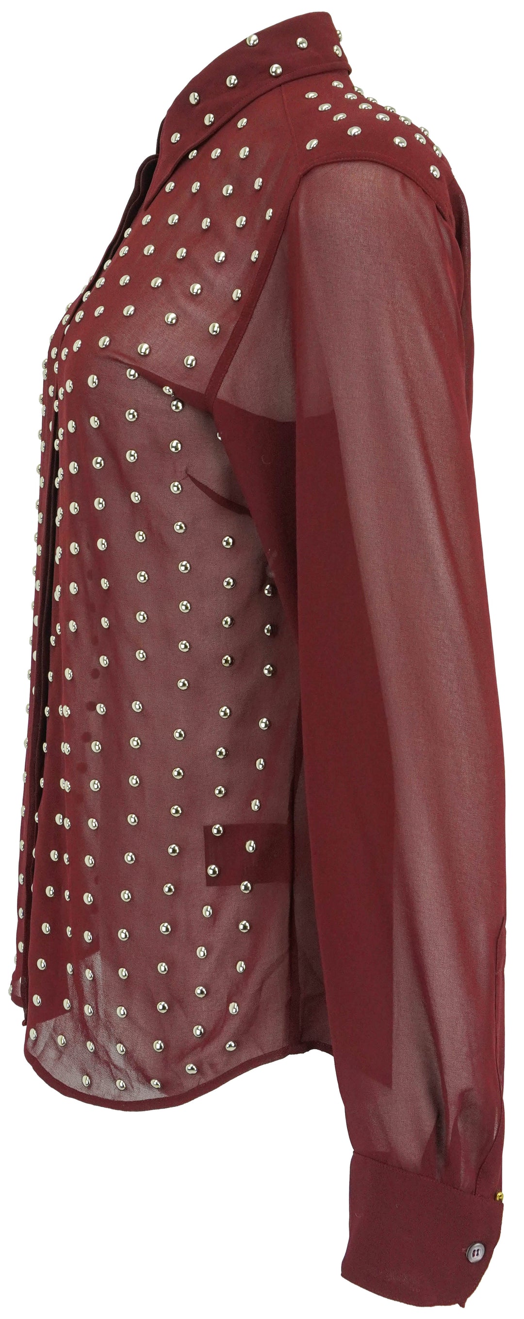 Dries Van Noten Chowy Studded Shirt in Burgundy - Discounts on Dries Van Noten at UAL