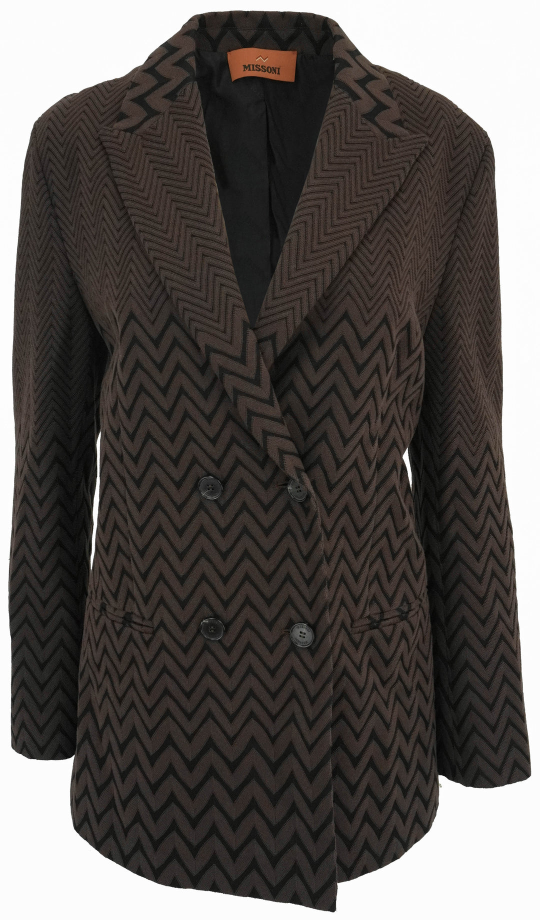 Missoni Double Breasted Blazer in Brown/Black - Discounts on Missoni at UAL