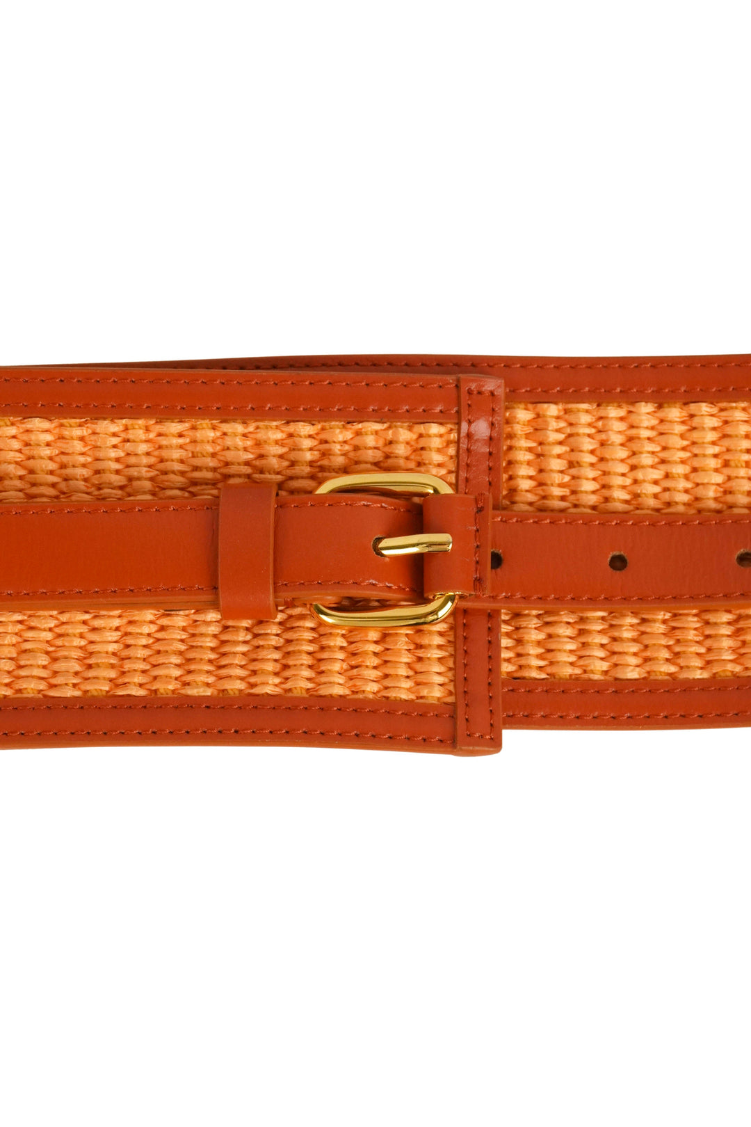 Marni High-Waist Raffia and Leather Belt in Orange - Discounts on Marni at UAL