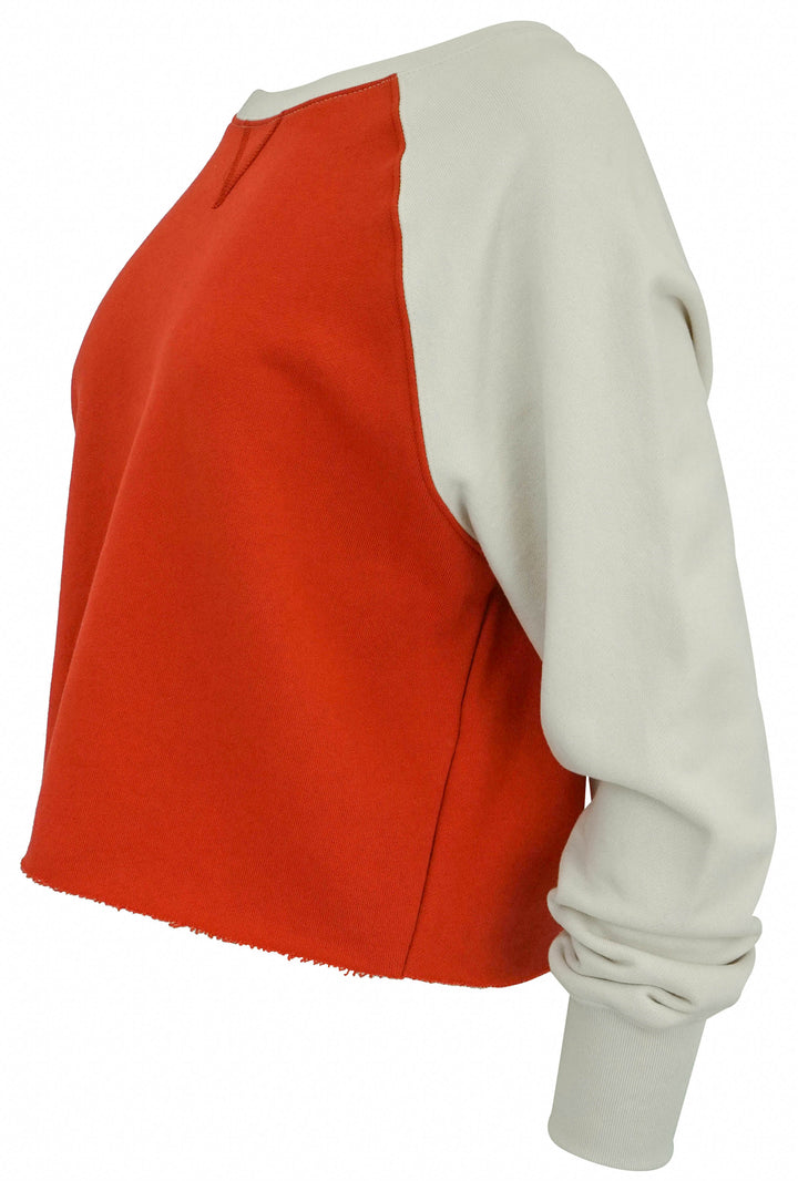 NSF Cropped Sweatshirt in Red and Cream - Discounts on NSF at UAL