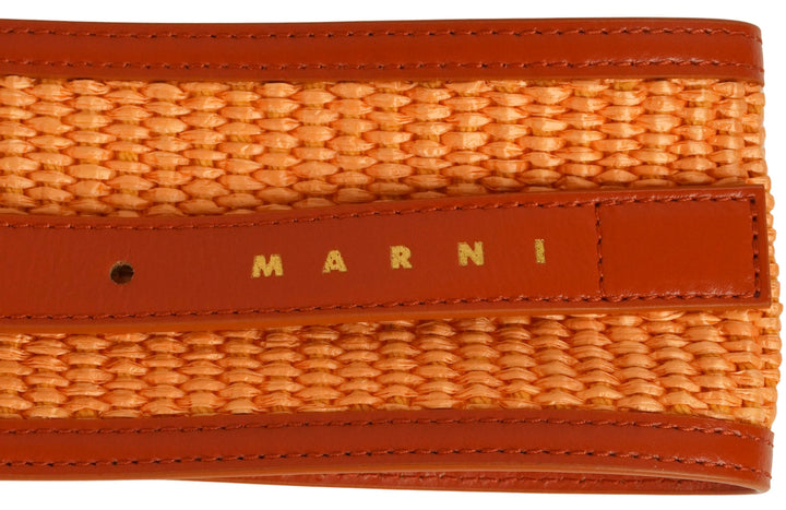 Marni High-Waist Raffia and Leather Belt in Orange - Discounts on Marni at UAL