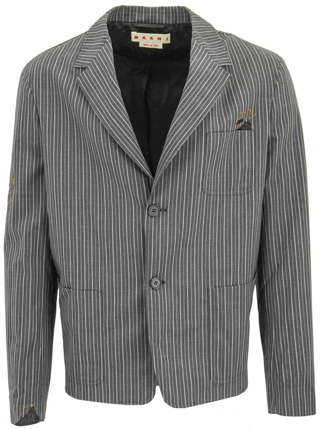 Marni Distressed-Effect Striped Blazer in Grey - Discounts on Marni at UAL