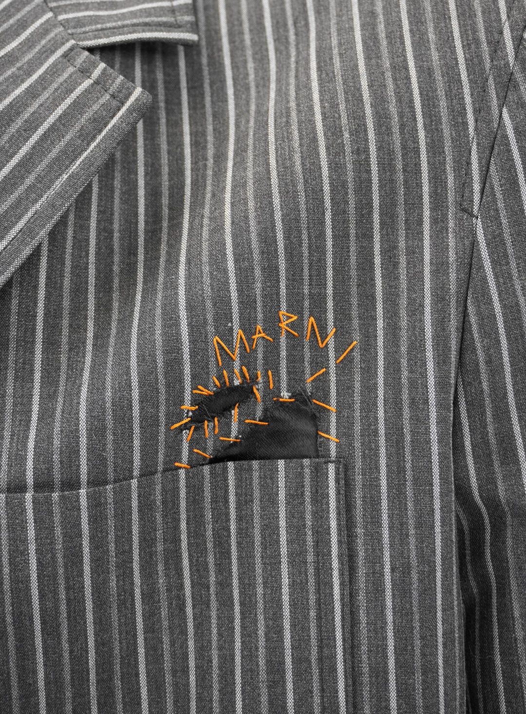 Marni Distressed-Effect Striped Blazer in Grey - Discounts on Marni at UAL