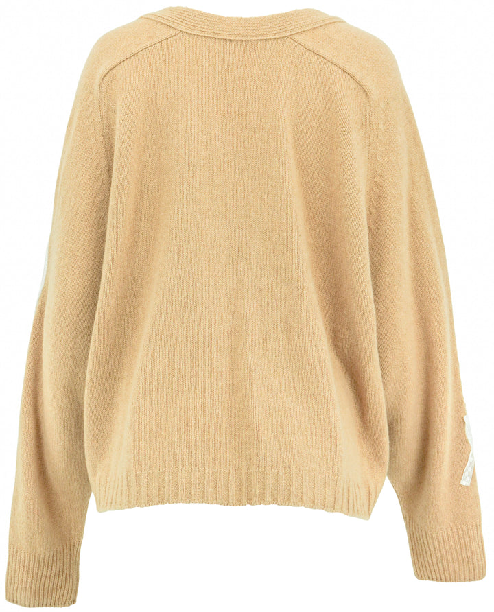 Philosophy Di Lorenzo Serafini Logo-Appliqué Cardigan in Tan - Discounts on Philosophy Di Lorenzo Serafini at UAL