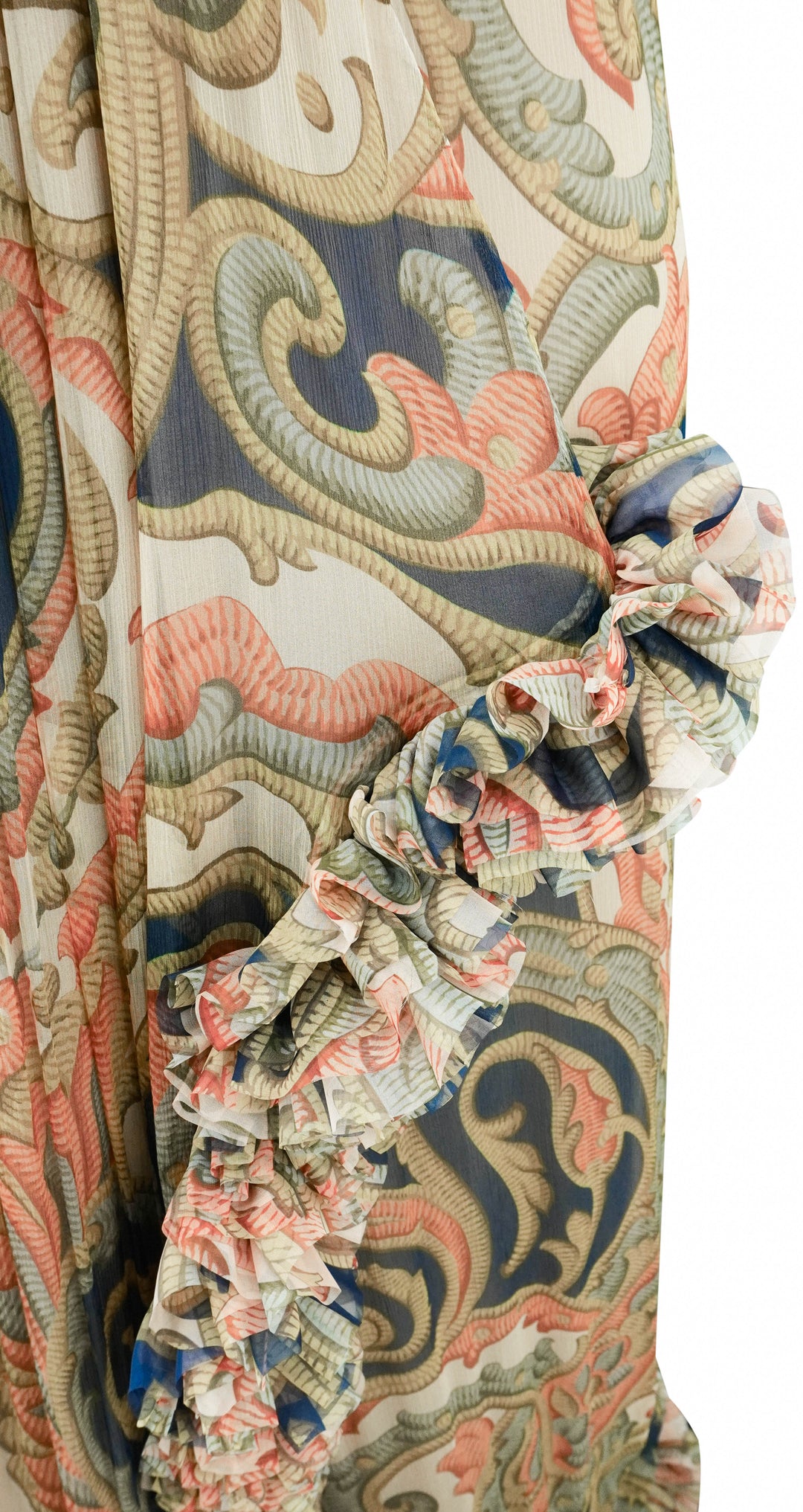 Etro Printed Silk Bustier Dress with Ruching in Navy Blue Multi - Discounts on Etro at UAL