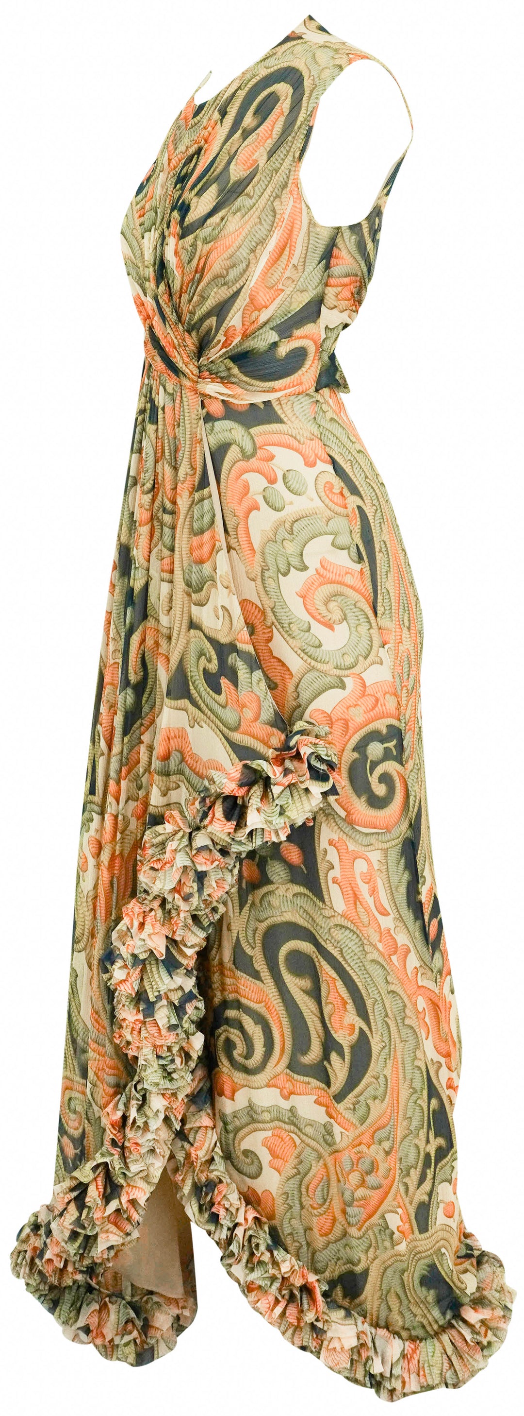 Etro Printed Silk Bustier Dress with Ruching in Navy Blue Multi - Discounts on Etro at UAL