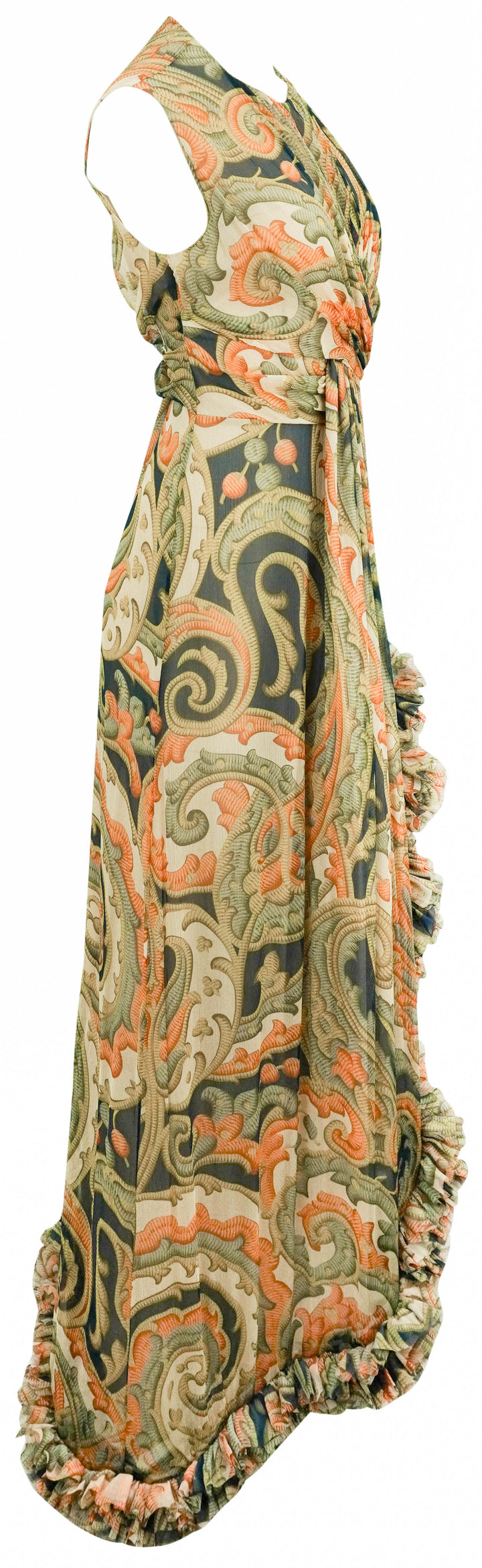 Etro Printed Silk Bustier Dress with Ruching in Navy Blue Multi - Discounts on Etro at UAL